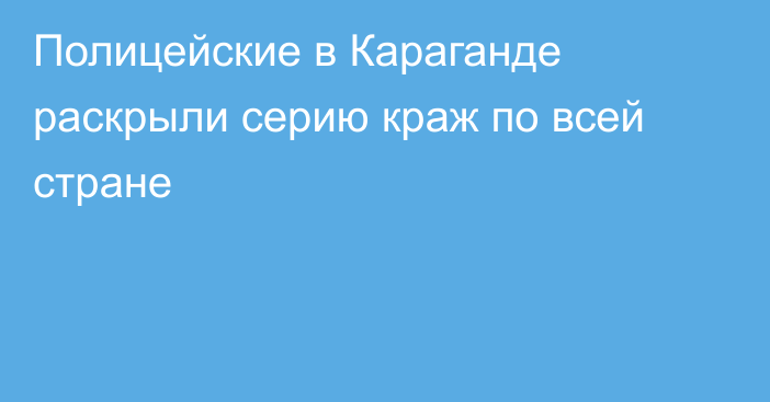 Полицейские в Караганде раскрыли серию краж по всей стране