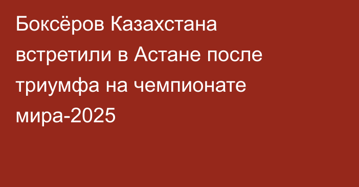 Боксёров Казахстана встретили в Астане после триумфа на чемпионате мира-2025
