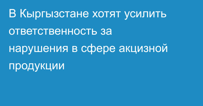 В Кыргызстане хотят усилить ответственность за нарушения в сфере акцизной продукции