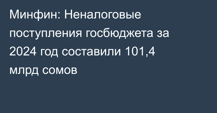 Минфин: Неналоговые поступления госбюджета за 2024 год составили 101,4 млрд сомов