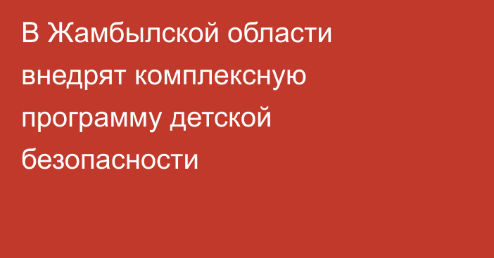 В Жамбылской области внедрят комплексную программу детской безопасности
