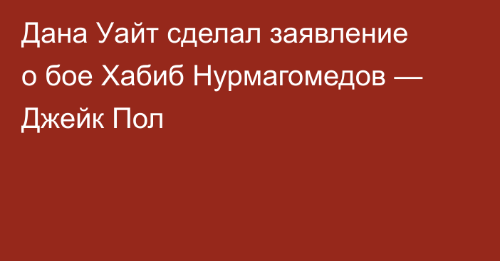 Дана Уайт сделал заявление о бое Хабиб Нурмагомедов — Джейк Пол