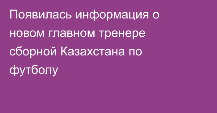 Появилась информация о новом главном тренере сборной Казахстана по футболу