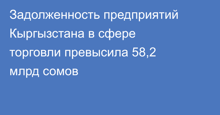 Задолженность предприятий Кыргызстана в сфере торговли превысила 58,2 млрд сомов