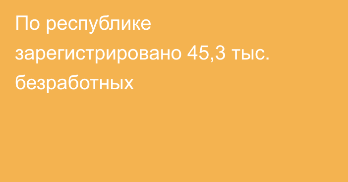 По республике зарегистрировано 45,3 тыс. безработных