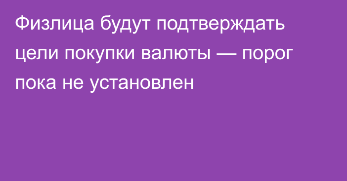 Физлица будут подтверждать цели покупки валюты — порог пока не установлен