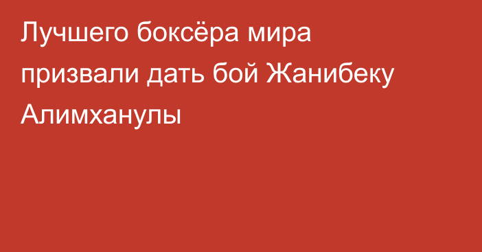 Лучшего боксёра мира призвали дать бой Жанибеку Алимханулы