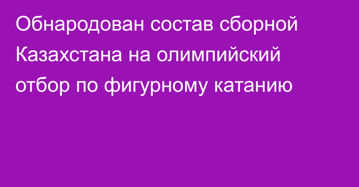 Обнародован состав сборной Казахстана на олимпийский отбор по фигурному катанию