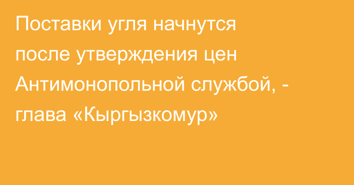 Поставки угля начнутся после утверждения цен Антимонопольной службой, - глава «Кыргызкомур»