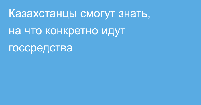 Казахстанцы смогут знать, на что конкретно идут госсредства