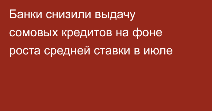 Банки снизили выдачу сомовых кредитов на фоне роста средней ставки в июле