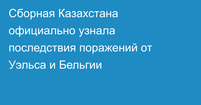 Сборная Казахстана официально узнала последствия поражений от Уэльса и Бельгии