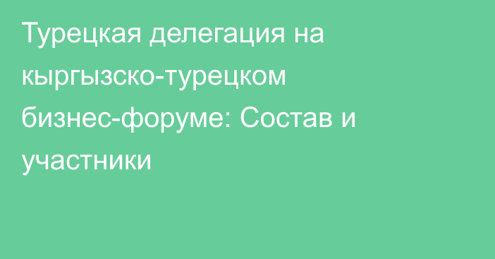 Турецкая делегация на кыргызско-турецком бизнес-форуме: Состав и участники