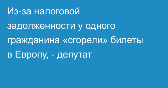 Из-за налоговой задолженности у одного гражданина «сгорели» билеты в Европу, - депутат