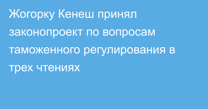 Жогорку Кенеш принял законопроект по вопросам таможенного регулирования в трех чтениях