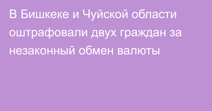 В Бишкеке и Чуйской области оштрафовали двух граждан за незаконный обмен валюты