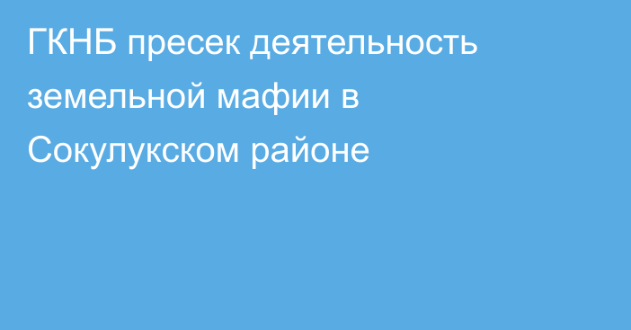 ГКНБ пресек деятельность земельной мафии в Сокулукском районе