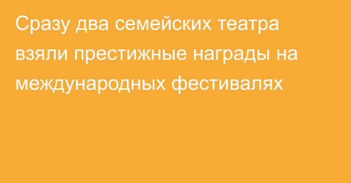Сразу два семейских театра взяли престижные награды на международных фестивалях