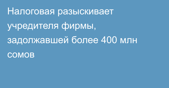 Налоговая разыскивает учредителя фирмы, задолжавшей более 400 млн сомов