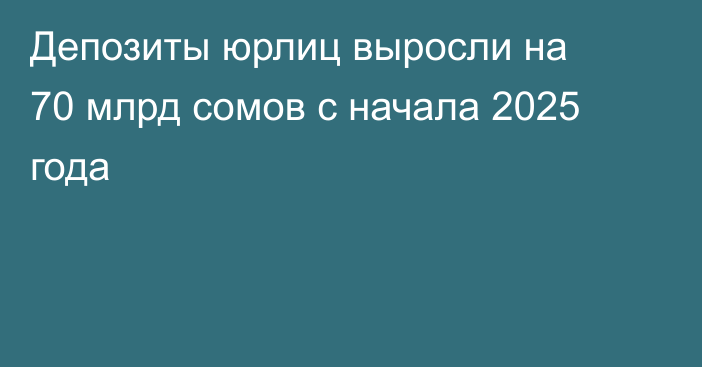 Депозиты юрлиц выросли на 70 млрд сомов с начала 2025 года