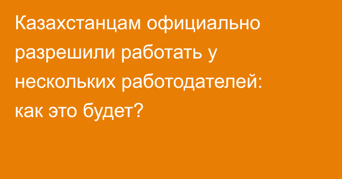 Казахстанцам официально разрешили работать у нескольких работодателей: как это будет?