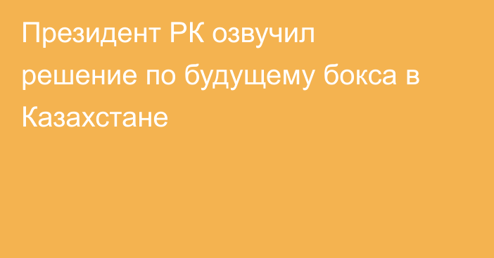 Президент РК озвучил решение по будущему бокса в Казахстане