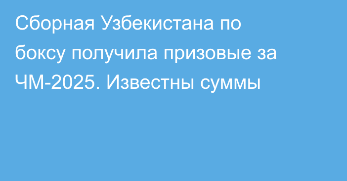 Сборная Узбекистана по боксу получила призовые за ЧМ-2025. Известны суммы