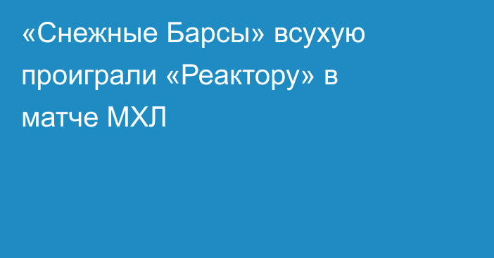 «Снежные Барсы» всухую проиграли «Реактору» в матче МХЛ