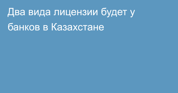 Два вида лицензии будет у банков в Казахстане