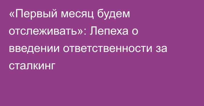«Первый месяц будем отслеживать»: Лепеха о введении ответственности за сталкинг