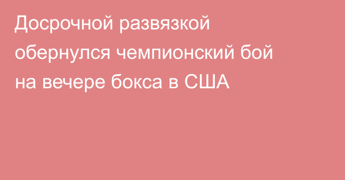 Досрочной развязкой обернулся чемпионский бой на вечере бокса в США