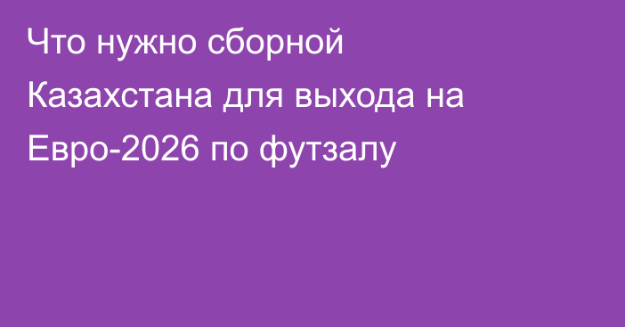 Что нужно сборной Казахстана для выхода на Евро-2026 по футзалу