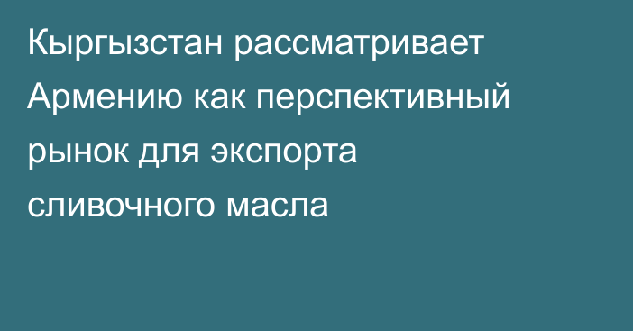Кыргызстан рассматривает Армению как перспективный рынок для экспорта сливочного масла