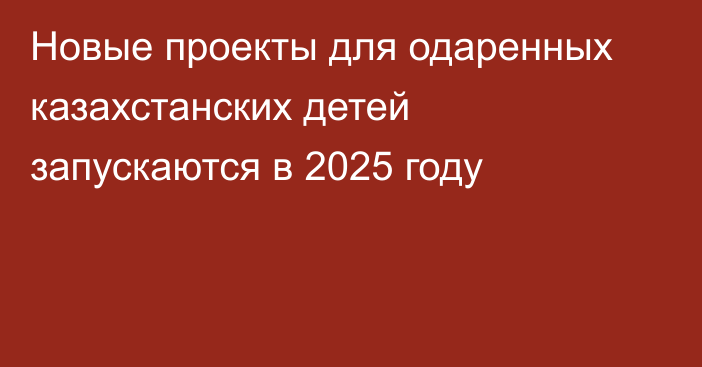 Новые проекты для одаренных казахстанских детей запускаются в 2025 году