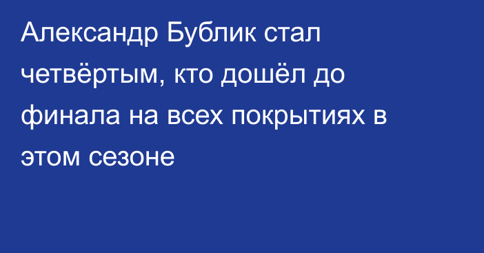 Александр Бублик стал четвёртым, кто дошёл до финала на всех покрытиях в этом сезоне