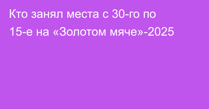 Кто занял места с 30-го по 15-е на «Золотом мяче»-2025