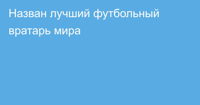 Назван лучший футбольный вратарь мира