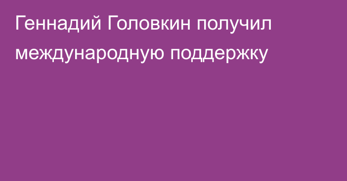 Геннадий Головкин получил международную поддержку