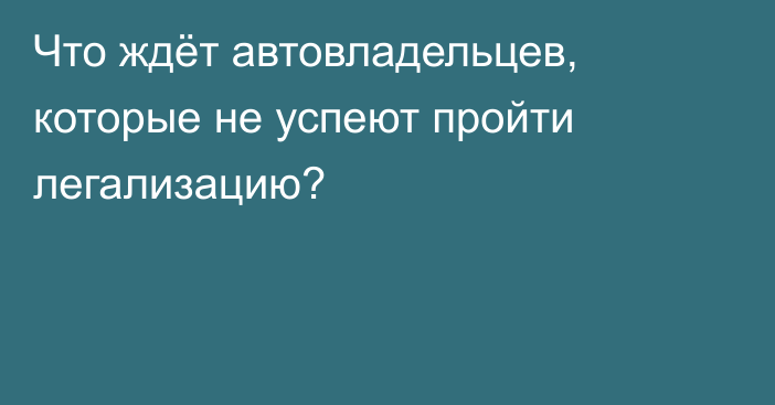 Что ждёт автовладельцев, которые не успеют пройти легализацию?