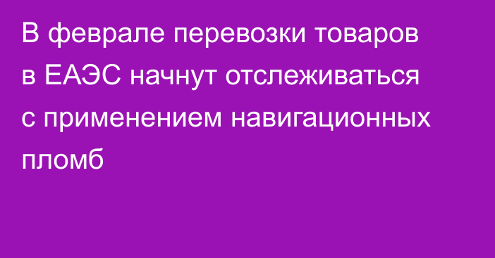 В феврале перевозки товаров в ЕАЭС начнут отслеживаться с применением навигационных пломб