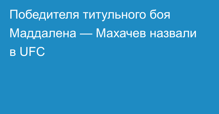 Победителя титульного боя Маддалена — Махачев назвали в UFC