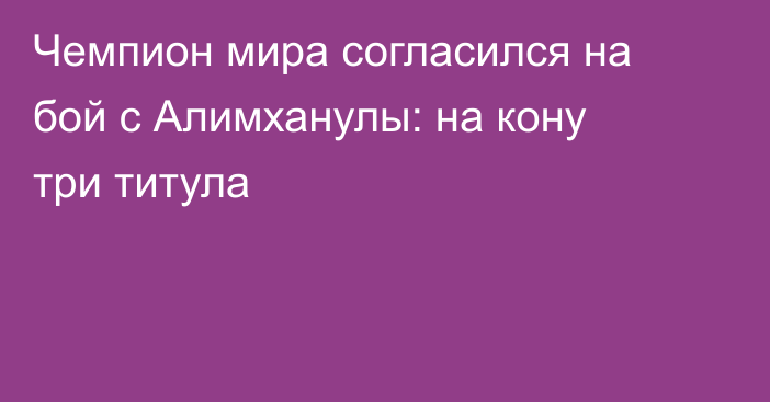 Чемпион мира согласился на бой с Алимханулы: на кону три титула