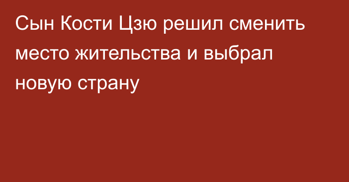 Сын Кости Цзю решил сменить место жительства и выбрал новую страну