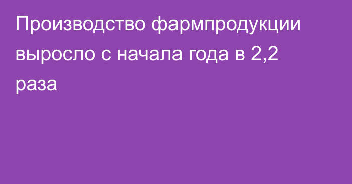Производство фармпродукции выросло с начала года в 2,2 раза