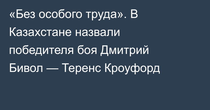 «Без особого труда». В Казахстане назвали победителя боя Дмитрий Бивол — Теренс Кроуфорд