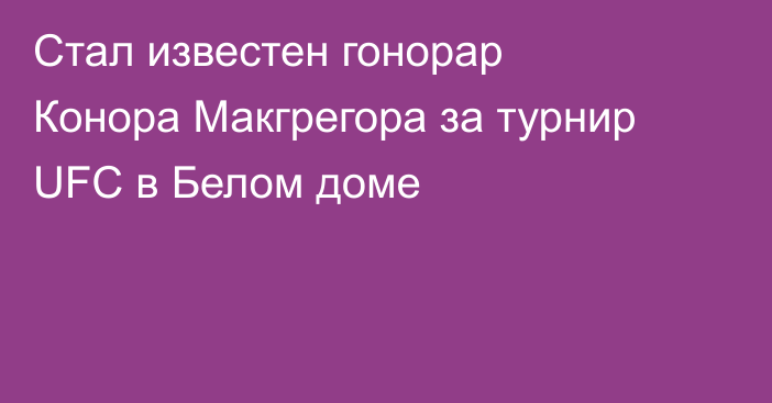 Стал известен гонорар Конора Макгрегора за турнир UFC в Белом доме