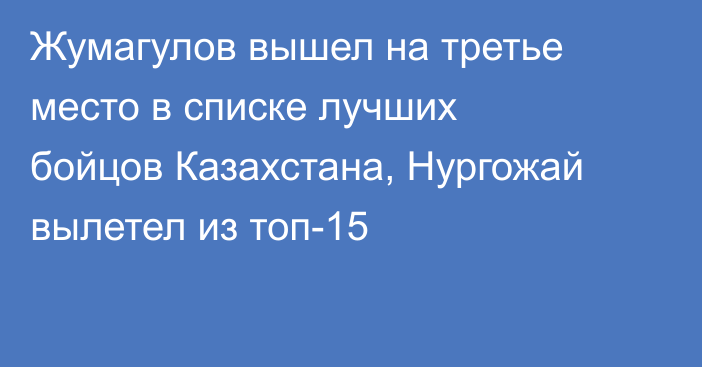 Жумагулов вышел на третье место в списке лучших бойцов Казахстана, Нургожай вылетел из топ-15