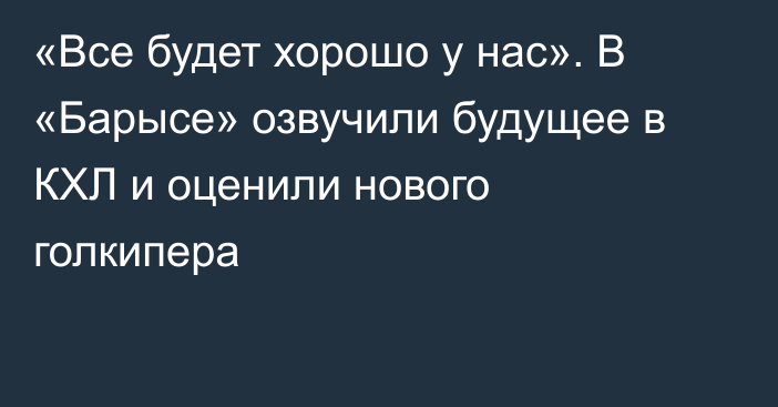 «Все будет хорошо у нас». В «Барысе» озвучили будущее в КХЛ и оценили нового голкипера