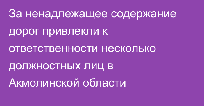 За  ненадлежащее содержание дорог привлекли к ответственности несколько должностных лиц в Акмолинской области