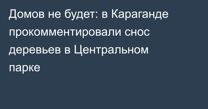 Домов не будет: в Караганде прокомментировали снос деревьев в Центральном парке
